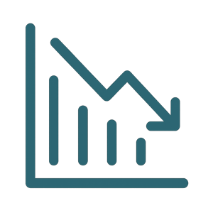 Make an arrow graph icon that shows a downard trend in the color R41G108B133 as the one in the previous section make the file size small as possible  for SEO-1-min